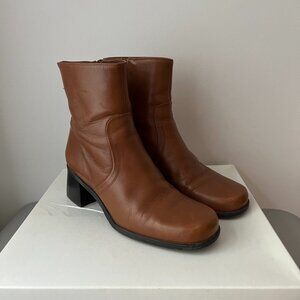 Naturalizer, Women's wedge heel leather boots, 7, tan, heel